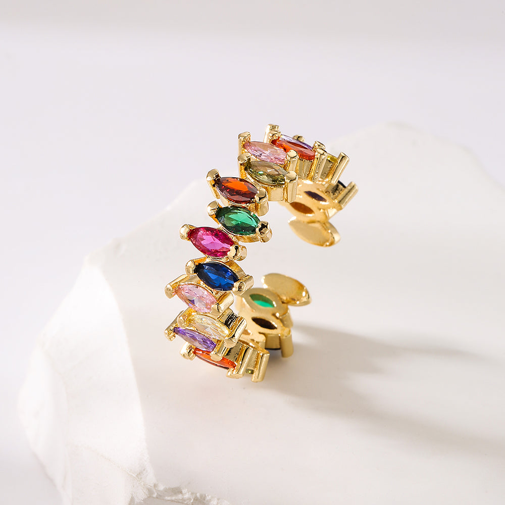 Fashion Geometric Gold Plated Zircon Open Ring