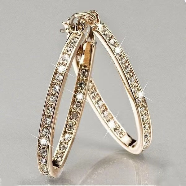 Fashion Geometric Copper Inlaid Zircon Large Hoop Earrings