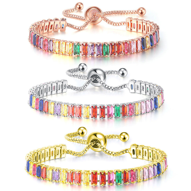 Colorful Zircon Crystal Adjustable Bracelet for Women