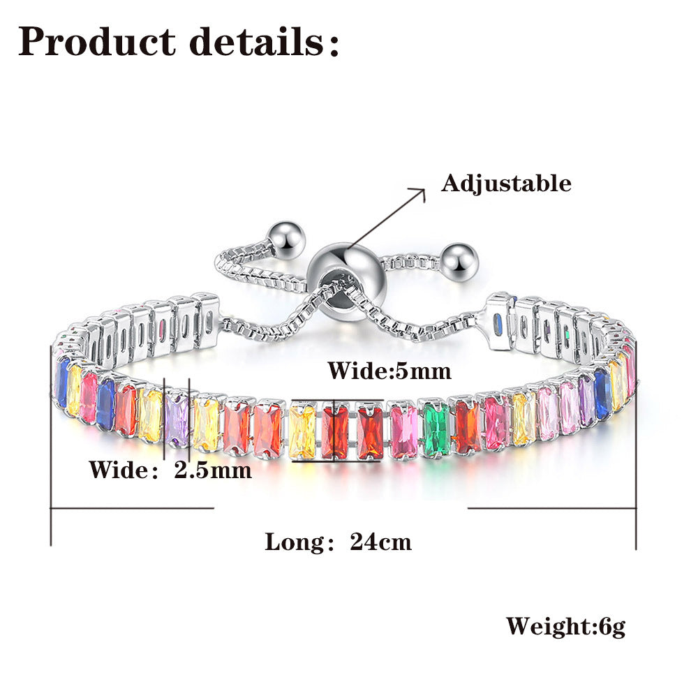 Colorful Zircon Crystal Adjustable Bracelet for Women