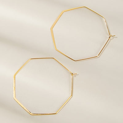 Geometric Hexagon Alloy Hoop Earrings for Women