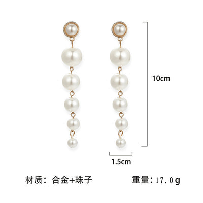 Fashion Geometric Imitation Pearl Alloy Plating Drop Earrings