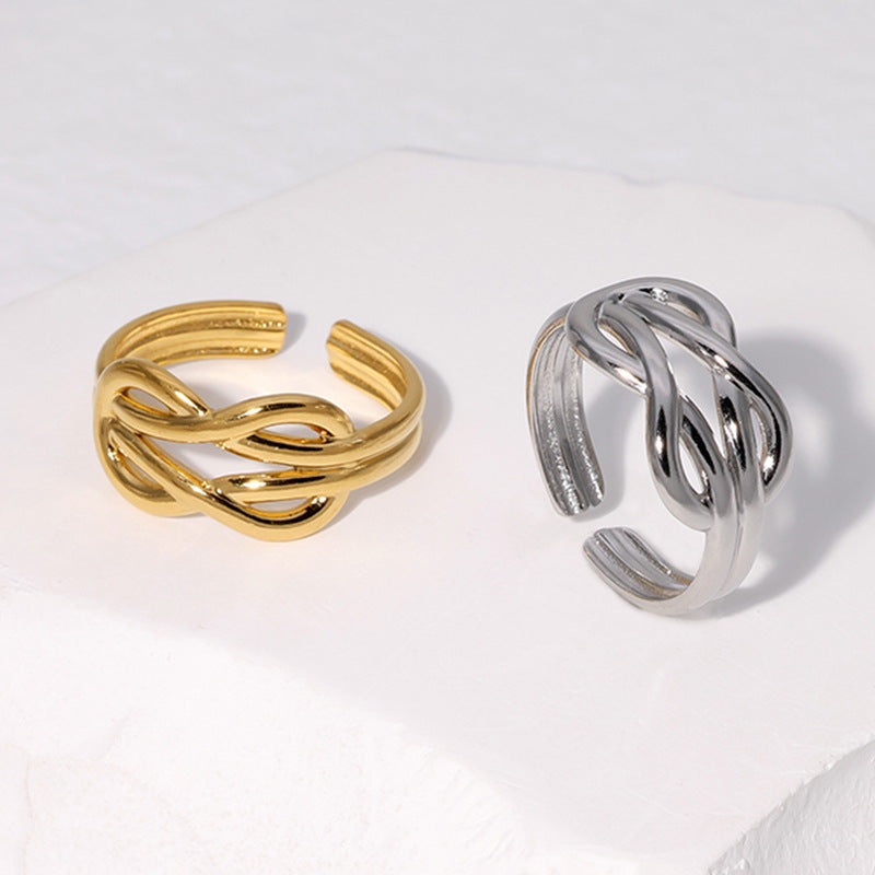 Fashion Adjustable Geometric Stainless Steel Open Ring for Women