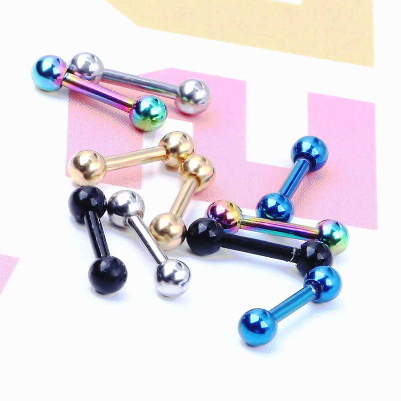 Geometric Stainless Steel Barbell Earrings Studs