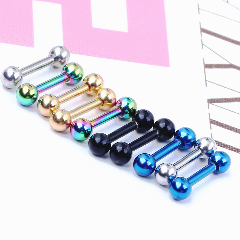 Geometric Stainless Steel Barbell Earrings Studs