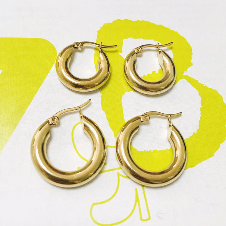 Geometric Stainless Steel Gold Plated Hoop Earrings