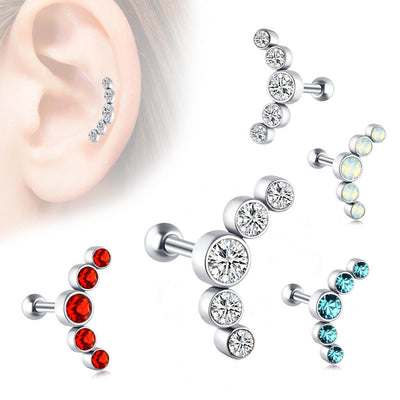 Fashion Geometric Stainless Steel Inlay Artificial Diamond Ear Studs 1 Piece
