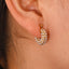 Geometric Stainless Steel Earrings with Artificial Pearls and Zirconia Inlay