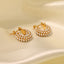 Geometric Stainless Steel Earrings with Artificial Pearls and Zirconia Inlay