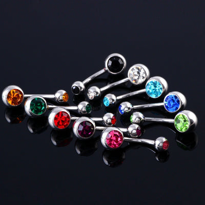 Fashion Geometric Stainless Steel Inlay Zircon Belly Ring 1 Piece