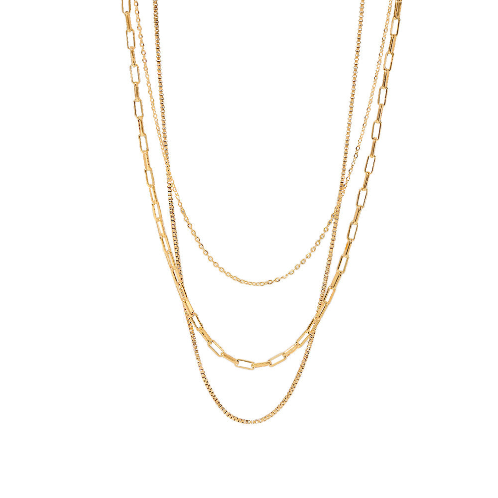 Fashion Geometric Stainless Steel Layered Necklaces Gold Plated Stainless Steel Necklaces