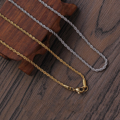 Fashion Geometric Stainless Steel Men's Twisted Rope Chain Necklace