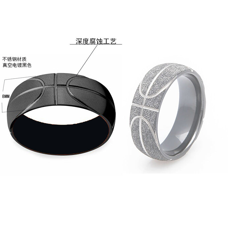 Geometric Stainless Steel Basketball Champion Rings