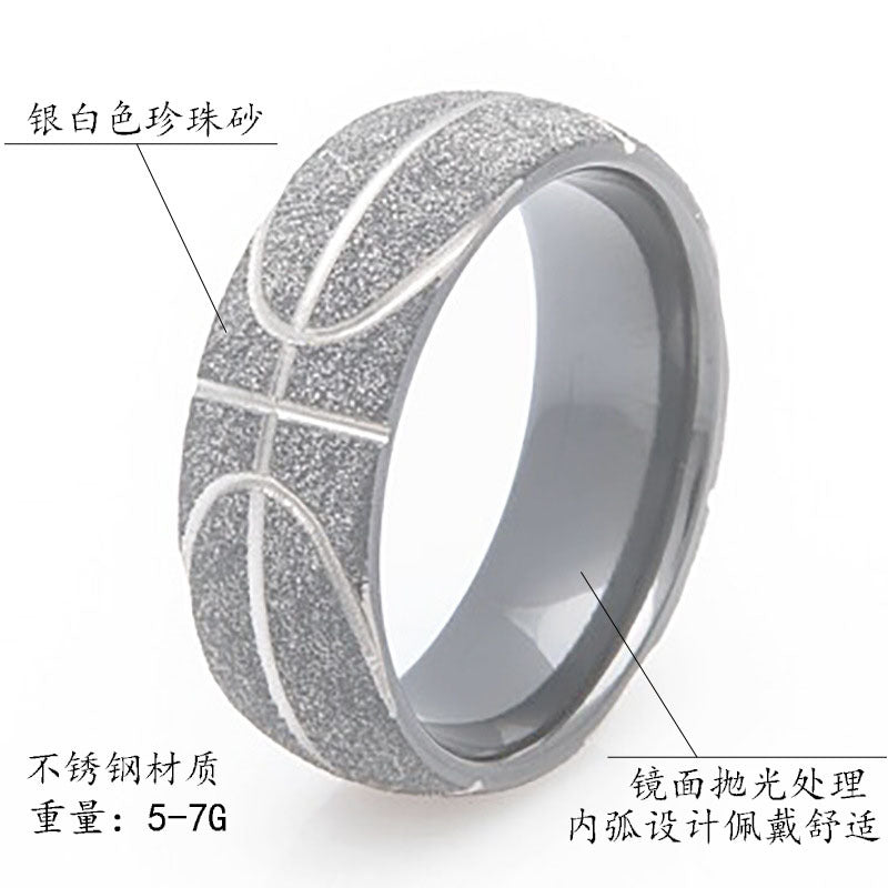 Geometric Stainless Steel Basketball Champion Rings