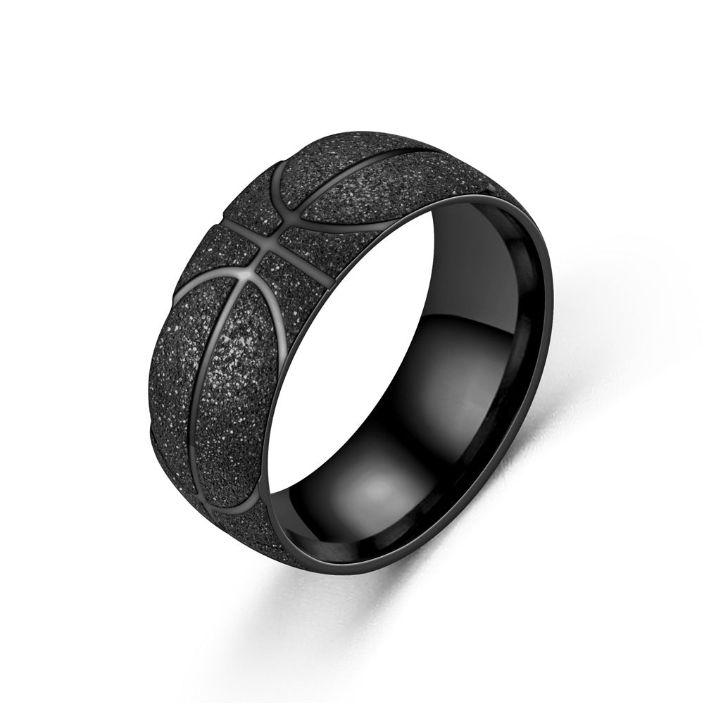 Geometric Stainless Steel Basketball Champion Rings