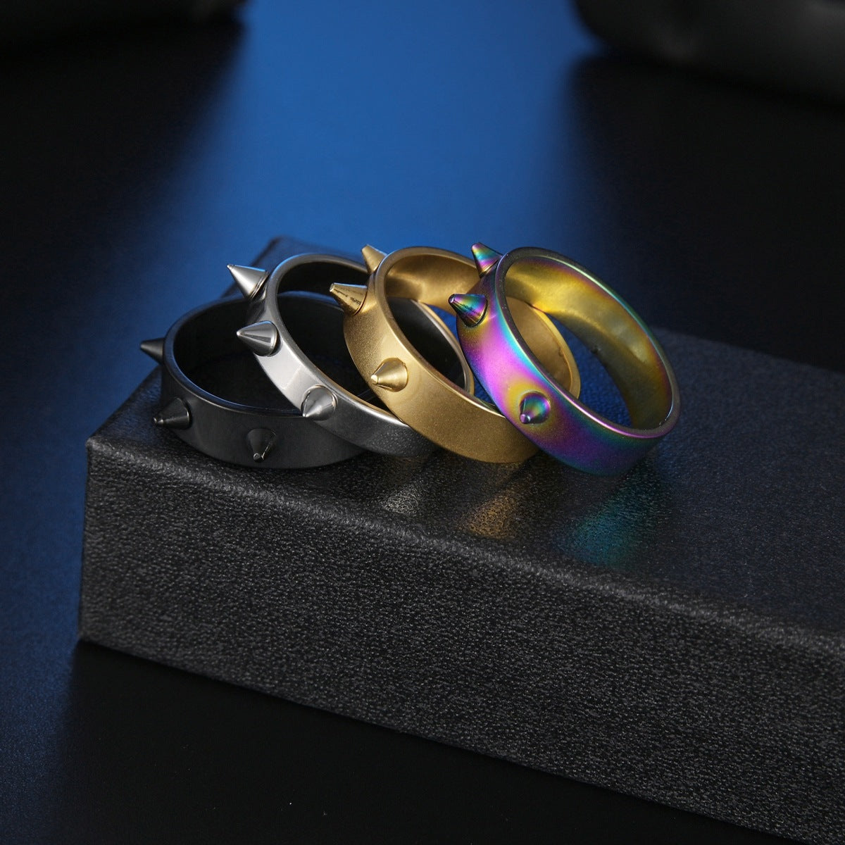 Geometric Punk Stainless Steel Self-Defense Ring Set