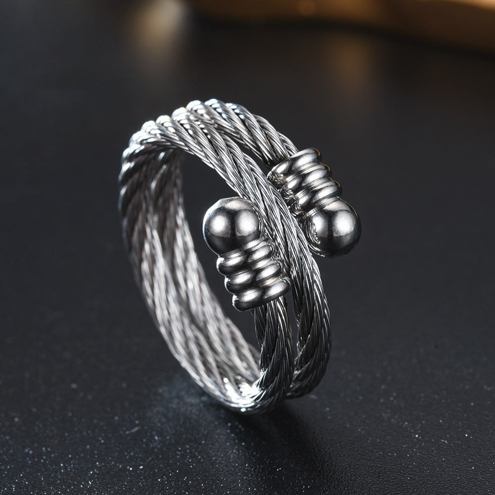 Fashion Geometric Adjustable Stainless Steel Wire Band Ring