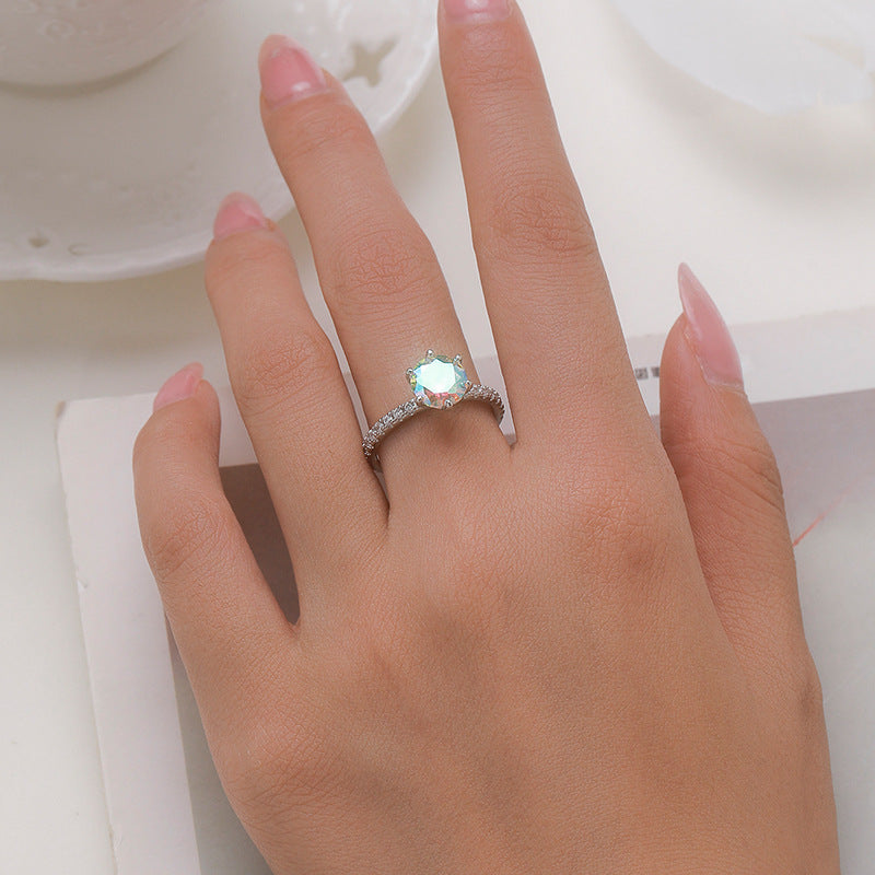 Fashion Geometric Heart Sterling Silver Zircon Ring