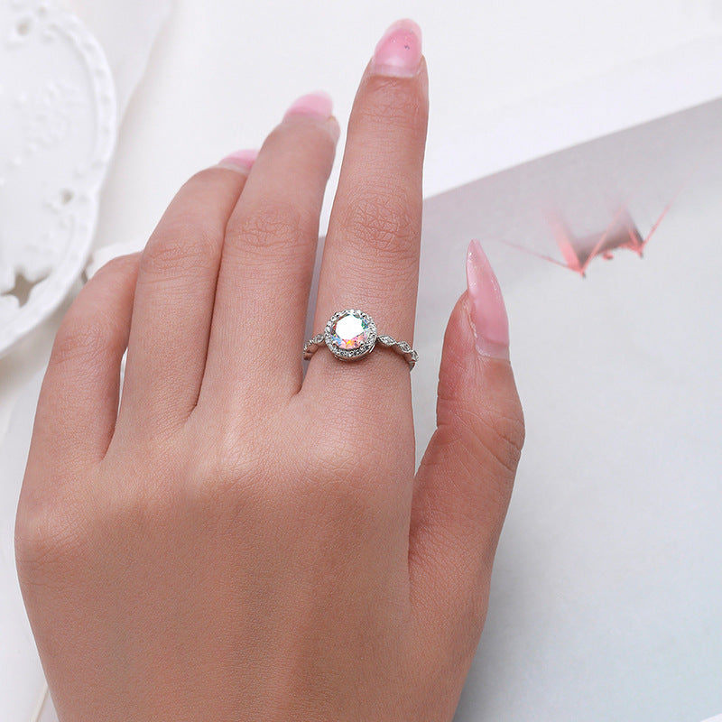 Fashion Geometric Heart Sterling Silver Zircon Ring