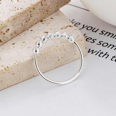 Geometric Sterling Silver Plated Beaded Stress Relief Ring