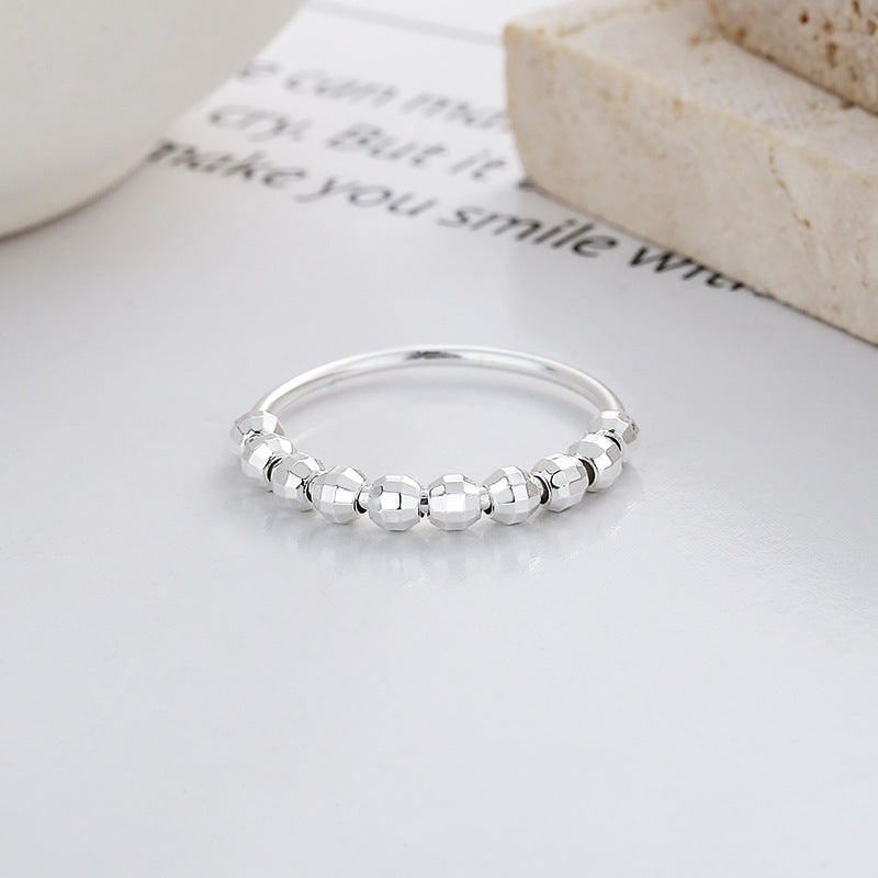 Geometric Sterling Silver Plated Beaded Stress Relief Ring