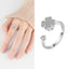 Geometric Sterling Silver Adjustable Spinner Ring with Zircon Clover Design