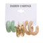 Fashion Geometric Three-dimensional C-shaped Creative Earrings 3 Pairs Set
