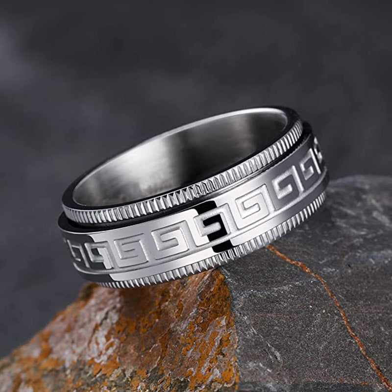 Fashion Geometric Titanium Steel Spinner Rings for Couples