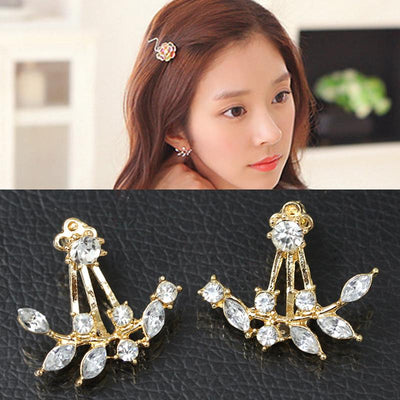 Fashion Girls Jewelry Wholesale Diamond Crystal Earrings Branches Back Hanging Zircon Earrings