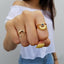 18k Gold Plated Stainless Steel Black Agate Sunflower Ring