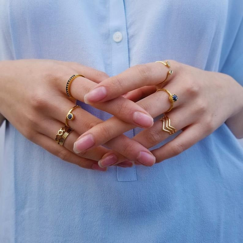 Fashion Gold-plated Stainless Steel Black Agate Ring