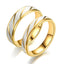 Fashion Golden Stainless Steel Step Cut Couple Ring