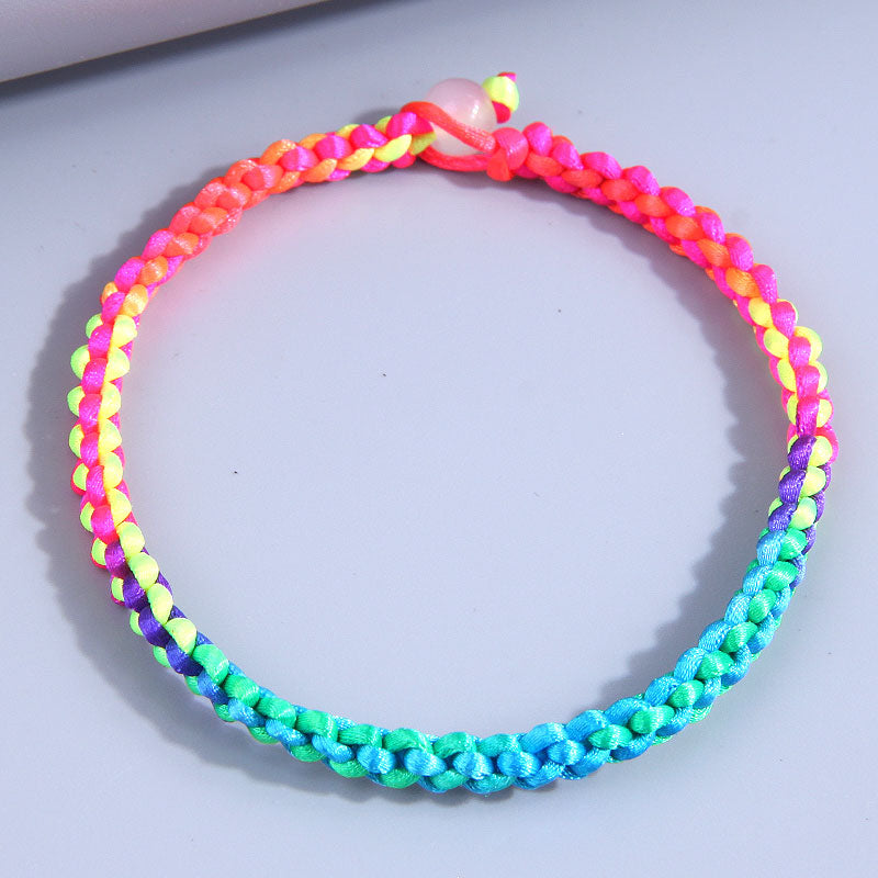 Fashion Gradient Color Braided Lucky Rope Bracelet
