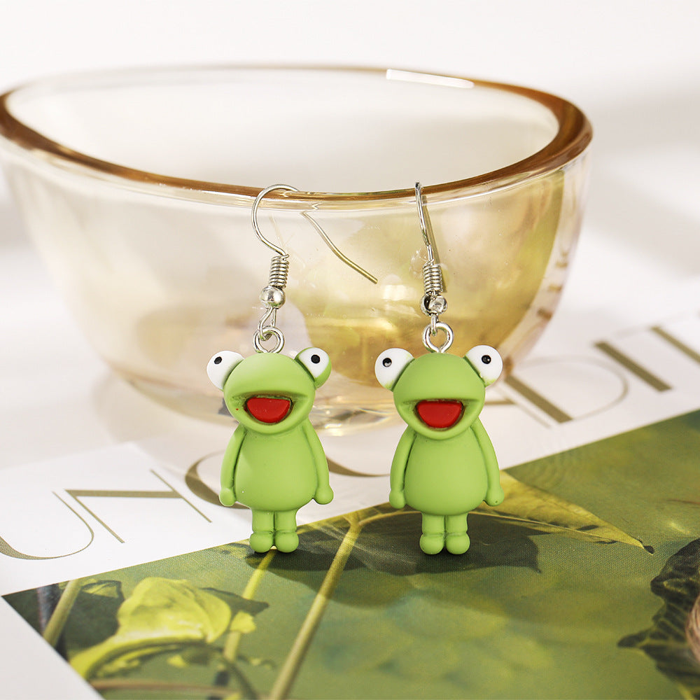 Creative Green Frog Earrings - Unique Design Wholesale