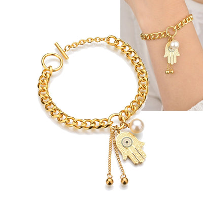 Fashion Hand Of Fatima Ladies Stainless Steel Bracelet Wholesale