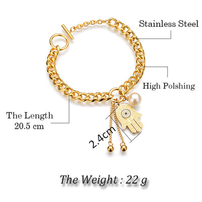 Fashion Hand Of Fatima Ladies Stainless Steel Bracelet Wholesale