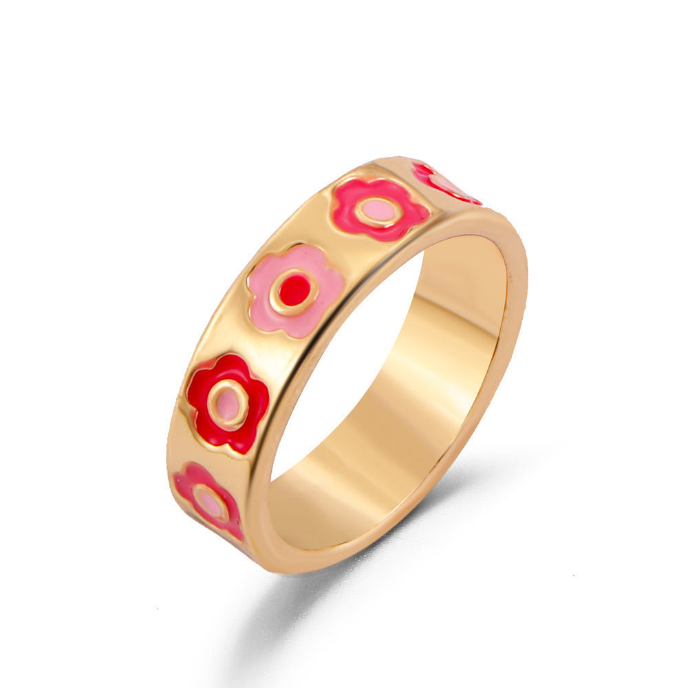 Fashion Heart Flower Smiley Face Star Alloy Ring for Women