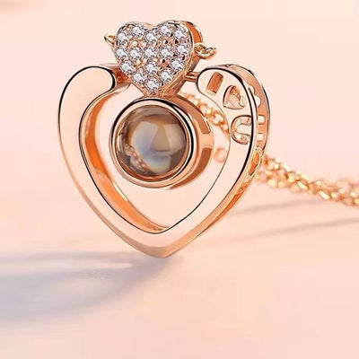 Fashion Heart Shape Alloy Copper Plating Hollow Out Inlay Glass Bead Zircon Women'S Pendant Necklace 1 Piece