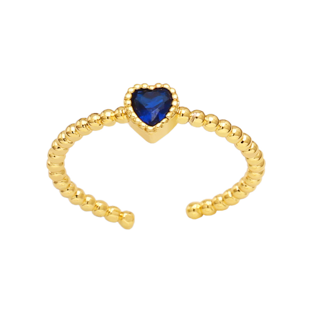 Fashion Heart Shape Gold Plated Zircon Open Ring