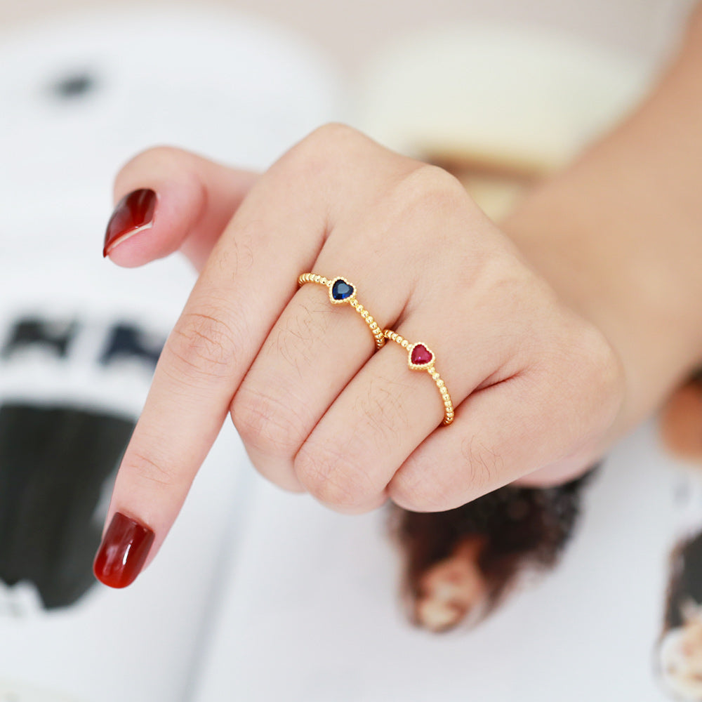 Fashion Heart Shape Gold Plated Zircon Open Ring