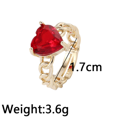 Fashion Heart-Shaped Gold Plated Zircon Adjustable Ring