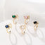 Fashion Crown Heart Zircon Adjustable Copper Ring