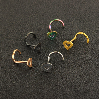 Fashion Heart Shape Metal Hollow Out Nose Studs 1 Piece