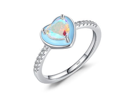 Fashion Heart-Shaped Sterling Silver Zircon Ring