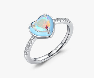 Fashion Heart-Shaped Sterling Silver Zircon Ring