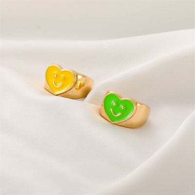 Fashion Heart Smiley Flower Geometric Alloy Ring