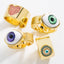 Fashion Heart-shaped Eyes Shell Copper Micro-inlaid Zircon Open Ring