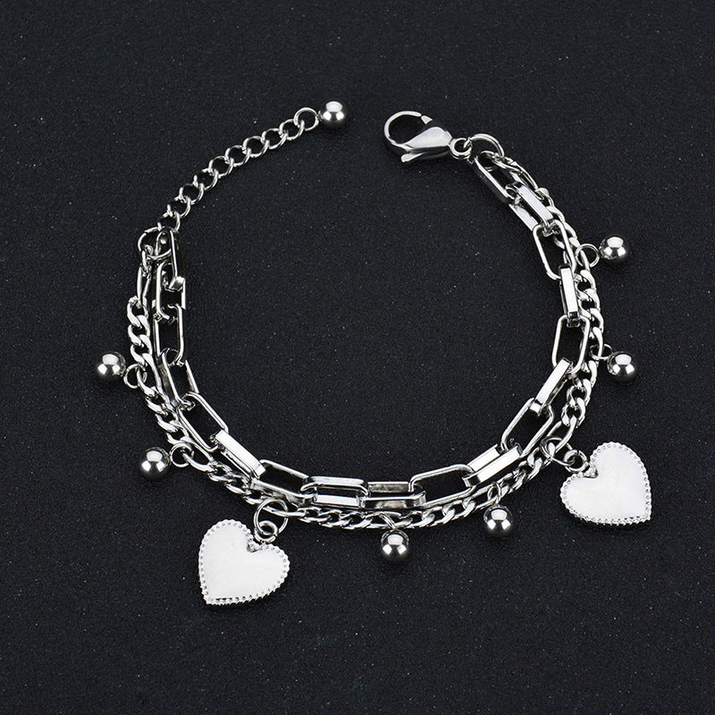 Fashion Titanium Steel Heart & Tree of Life Pendant Multi-layer Bracelet