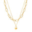 Fashion Hip-hop Heart-shaped Titanium Steel Double-layer Chain Necklace and Pearl Bracelet Set