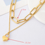 Fashion Hip-hop Heart-shaped Titanium Steel Double-layer Chain Necklace and Pearl Bracelet Set